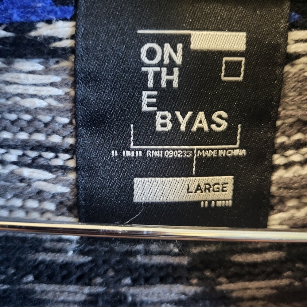 Quite Luxury"On The Byas" Cocktails Party Mens Cardigan  Gray/White/Blue, Size L - Picture 2 of 7